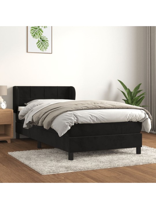 Box spring postel s matrací černá 100x200 cm samet