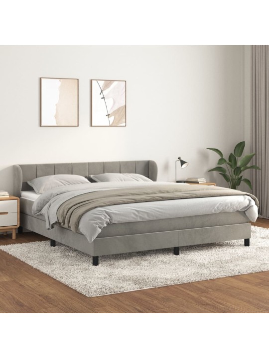 Box spring postel s matrací světle šedá 180x200 cm samet