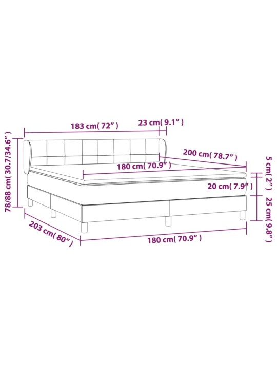 Box spring postel s matrací tmavě šedá 180x200 cm samet