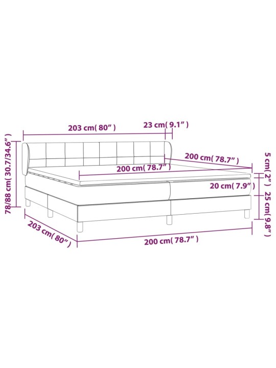 Box spring postel s matrací světle šedá 200x200 cm samet