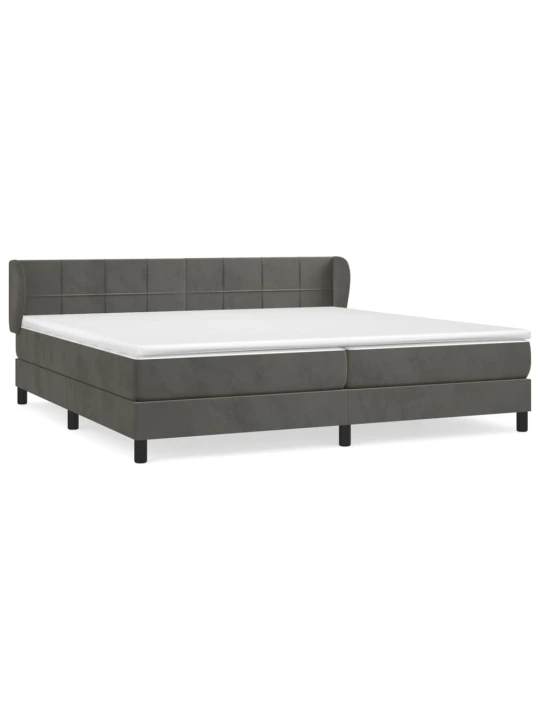 Box spring postel s matrací tmavě šedá 200x200 cm samet