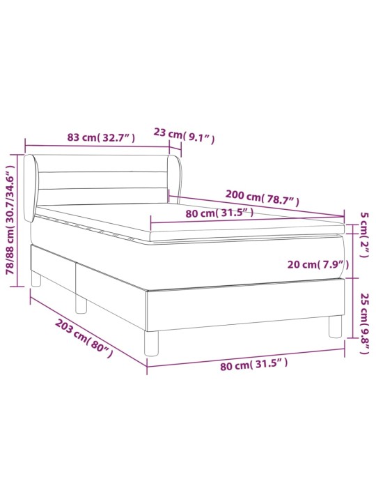 Box spring postel s matrací tmavě zelená 80 x 200 cm samet