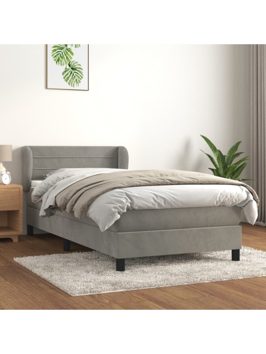 Box spring postel s matrací tmavě šedá 90x200 cm samet