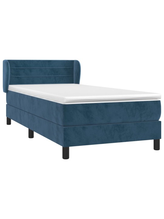 Box spring postel s matrací tmavě modrá 90x200 cm samet