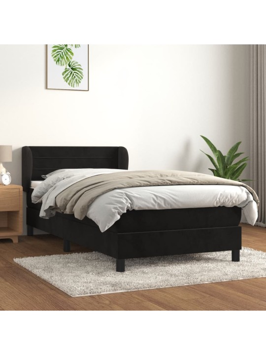 Box spring postel s matrací černá 100x200 cm samet