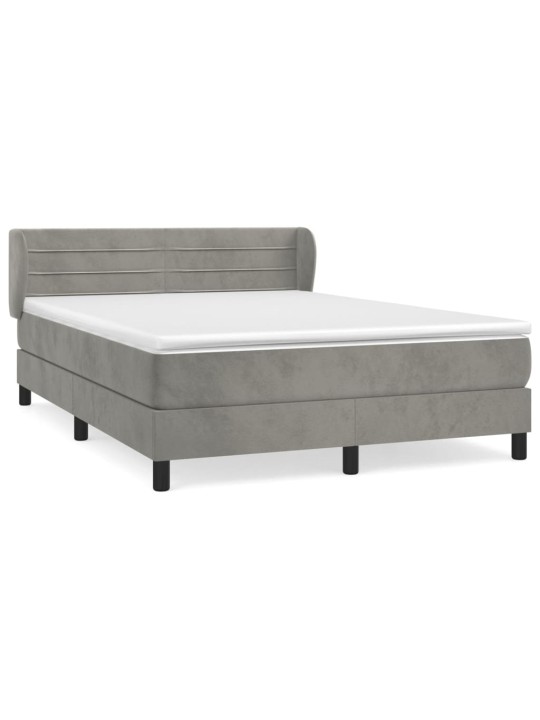 Box spring postel s matrací světle šedá 140x190 cm samet
