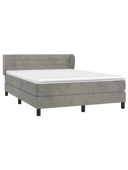 Box spring postel s matrací světle šedá 140x190 cm samet