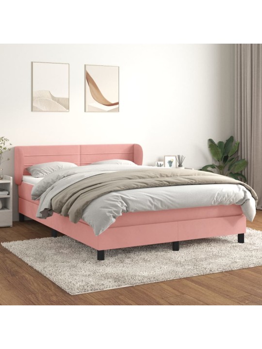 Box spring postel s matrací růžová 140x190 cm samet