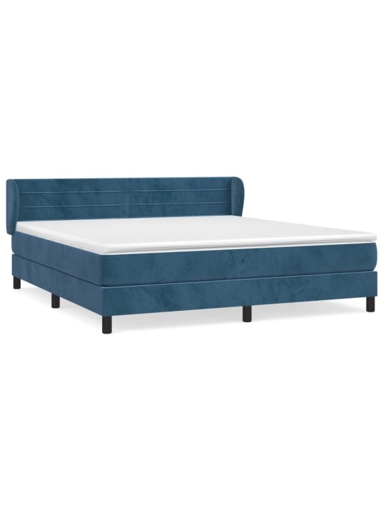 Box spring postel s matrací tmavě modrá 160x200 cm samet