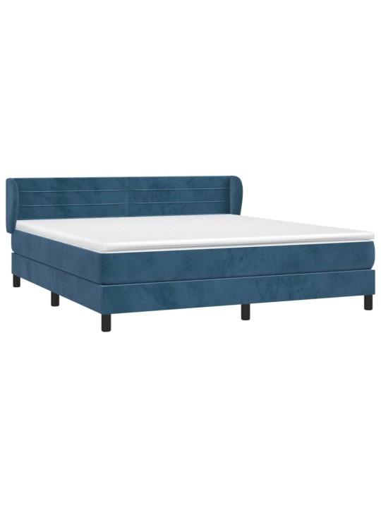 Box spring postel s matrací tmavě modrá 160x200 cm samet