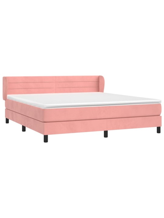 Box spring postel s matrací růžová 160x200 cm samet