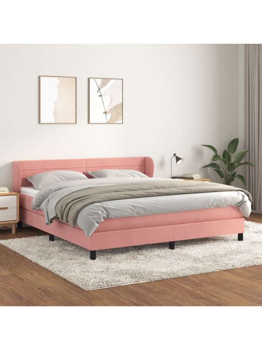 Box spring postel s matrací růžová 160x200 cm samet