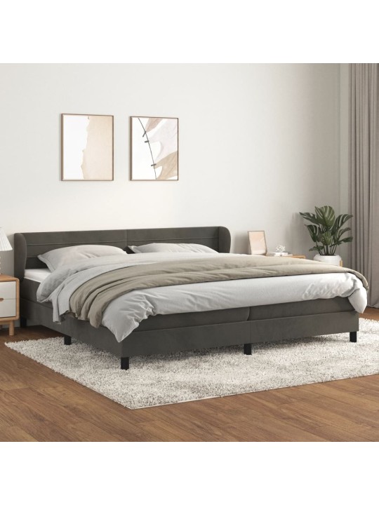 Box spring postel s matrací tmavě šedá 200x200 cm samet