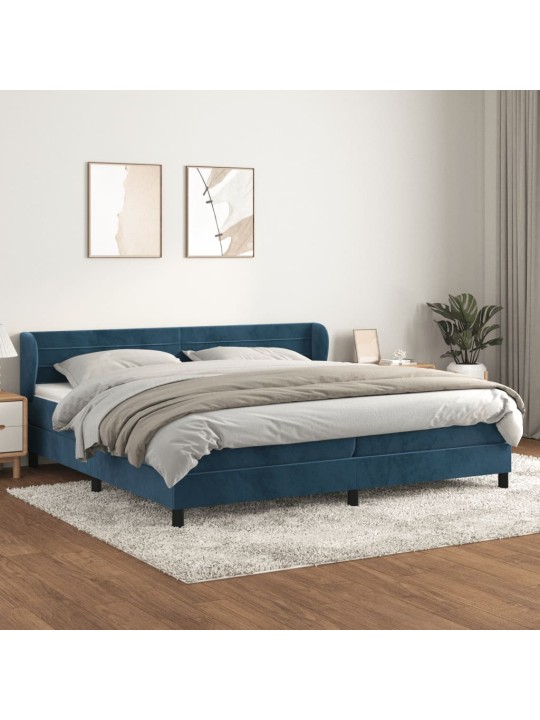 Box spring postel s matrací tmavě modrá 200x200 cm samet