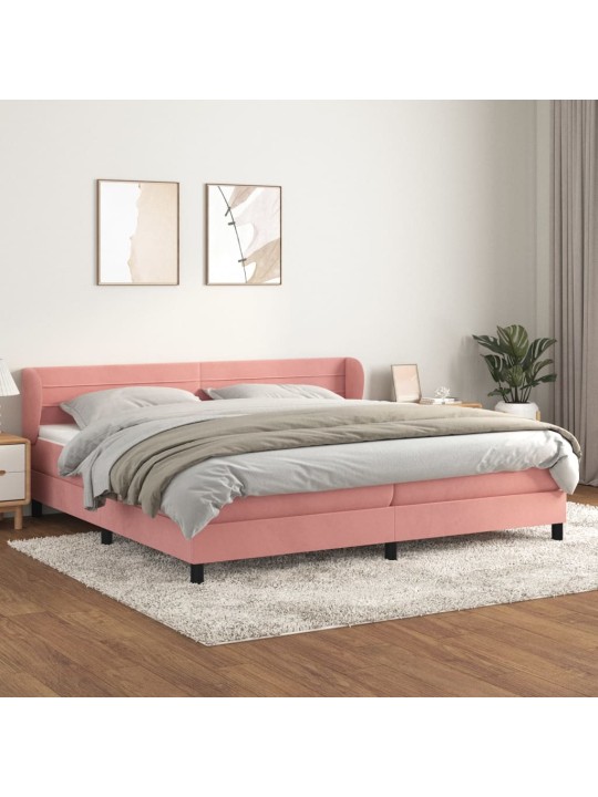 Box spring postel s matrací růžová 200x200 cm samet