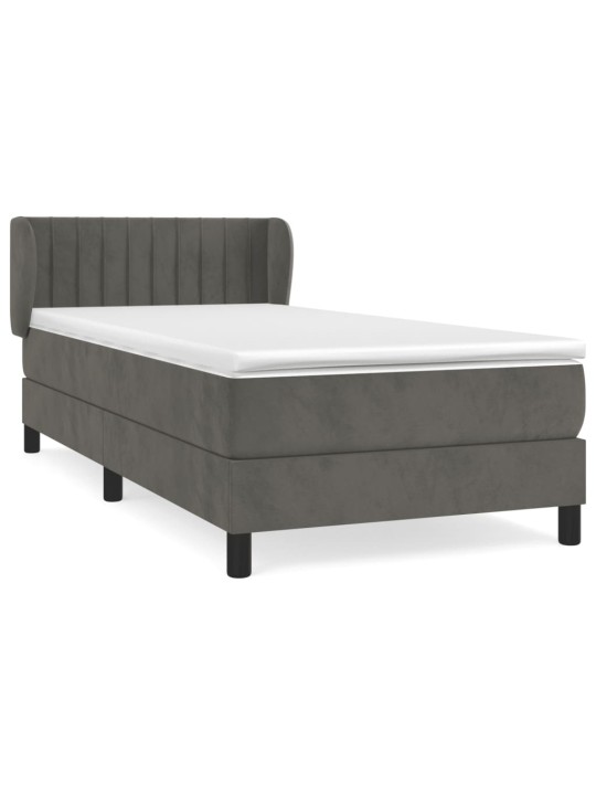 Box spring postel s matrací tmavě šedá 90x190 cm samet