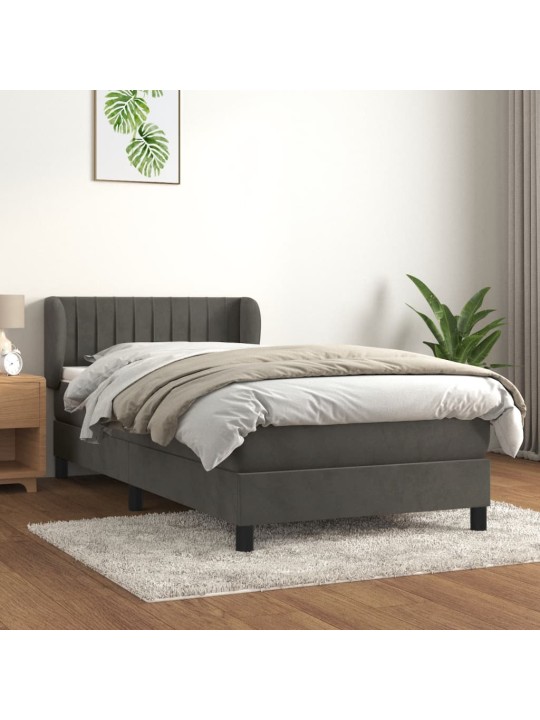 Box spring postel s matrací tmavě šedá 90x190 cm samet