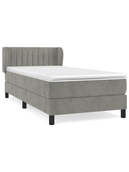 Box spring postel s matrací světle šedá 90x200 cm samet