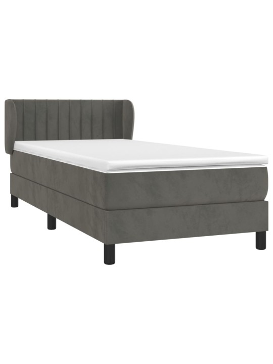 Box spring postel s matrací tmavě šedá 90x200 cm samet