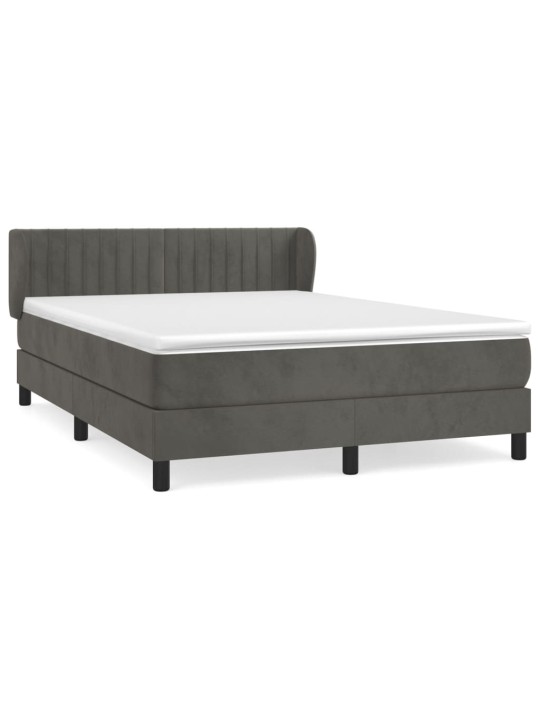 Box spring postel s matrací tmavě šedý 140 x 190 cm samet