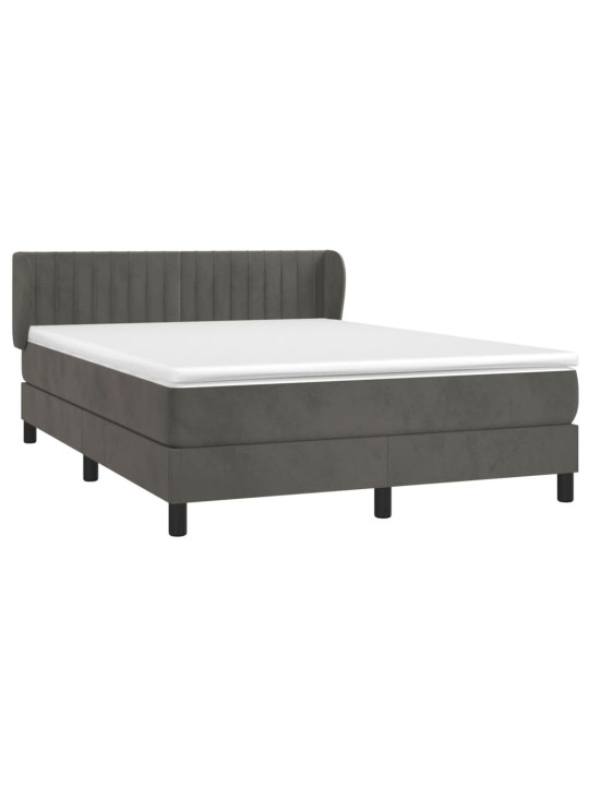 Box spring postel s matrací tmavě šedý 140 x 190 cm samet