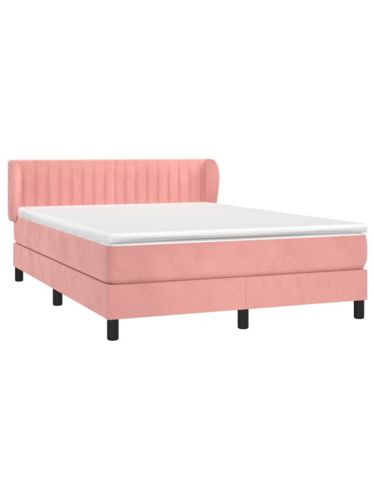 Box spring postel s matrací růžová 140x190 cm samet