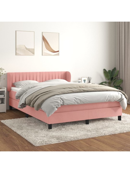 Box spring postel s matrací růžová 140x190 cm samet