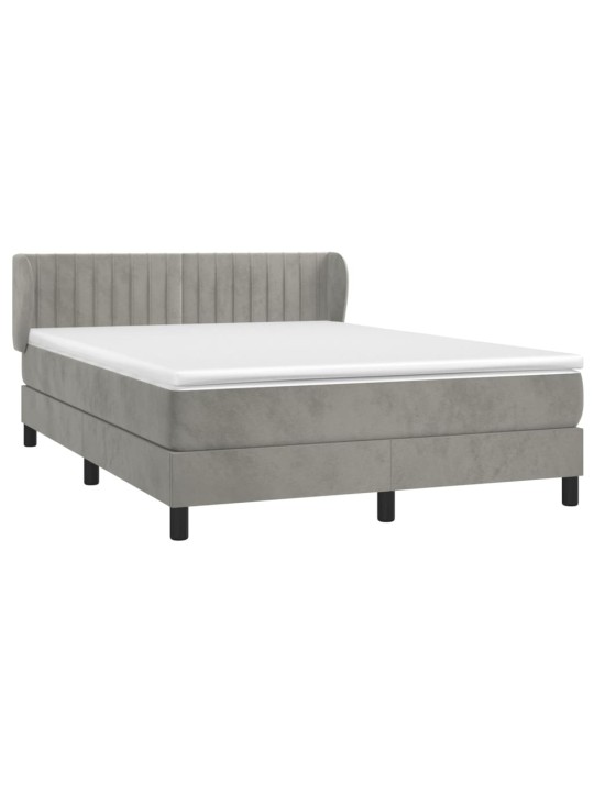 Box spring postel s matrací světle šedá 140x200 cm samet