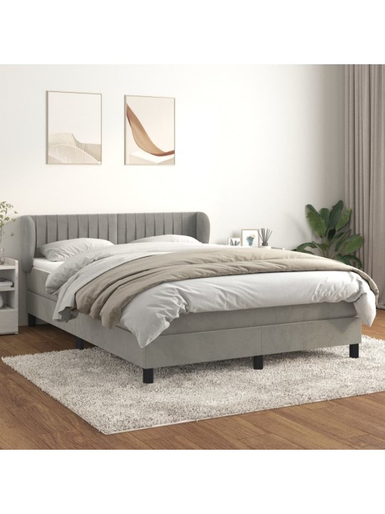 Box spring postel s matrací světle šedá 140x200 cm samet