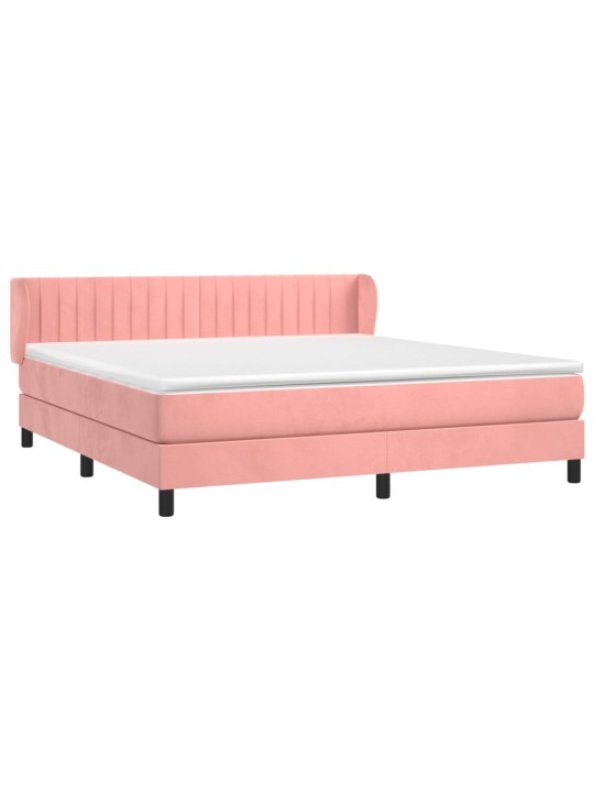 Box spring postel s matrací růžová 160x200 cm samet
