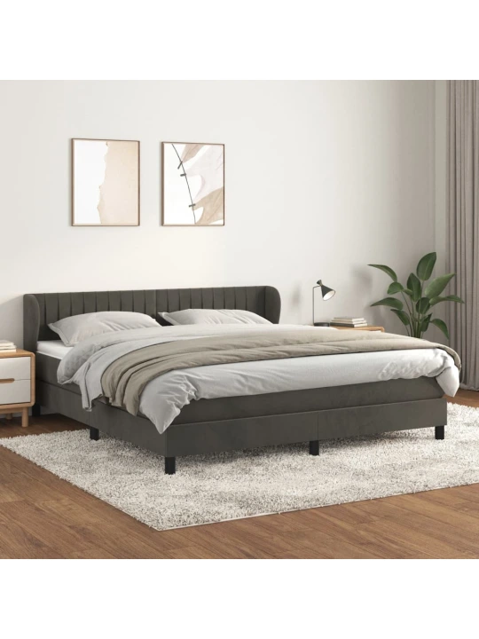 Box spring postel s matrací tmavě šedá 180x200 cm samet