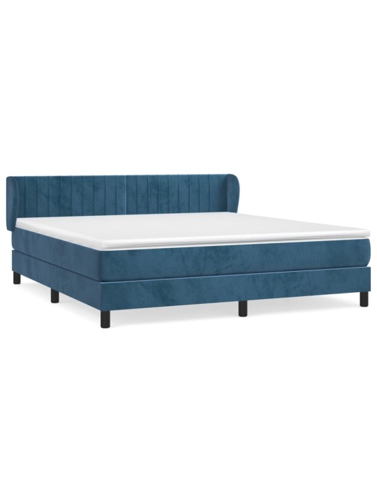 Box spring postel s matrací tmavě modrá 180x200 cm samet