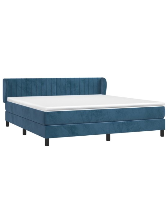 Box spring postel s matrací tmavě modrá 180x200 cm samet