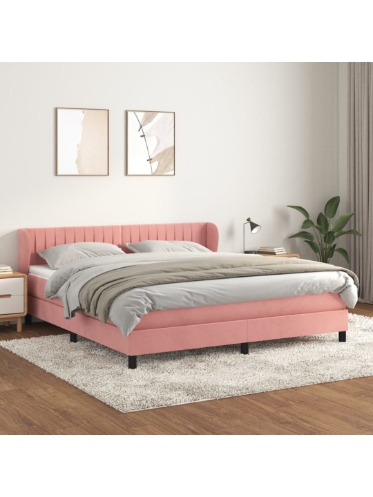 Box spring postel s matrací růžová 180x200 cm samet