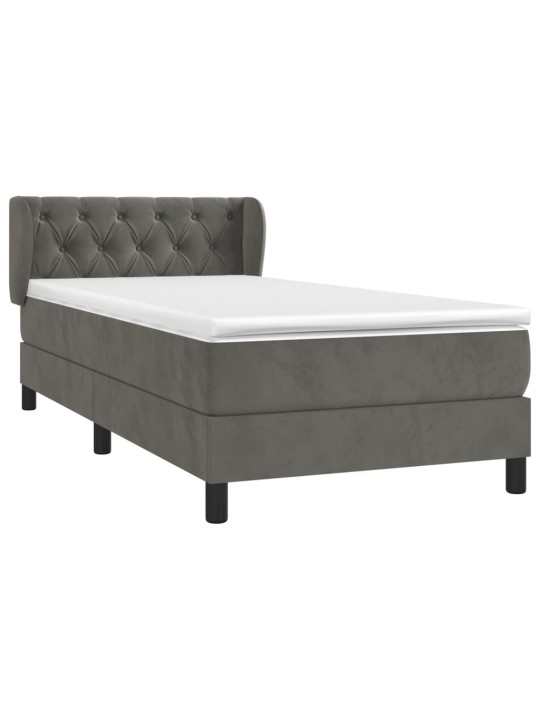 Box spring postel s matrací tmavě šedá 80 x 200 cm samet