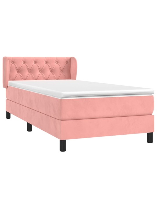 Box spring postel s matrací růžová 80 x 200 cm samet