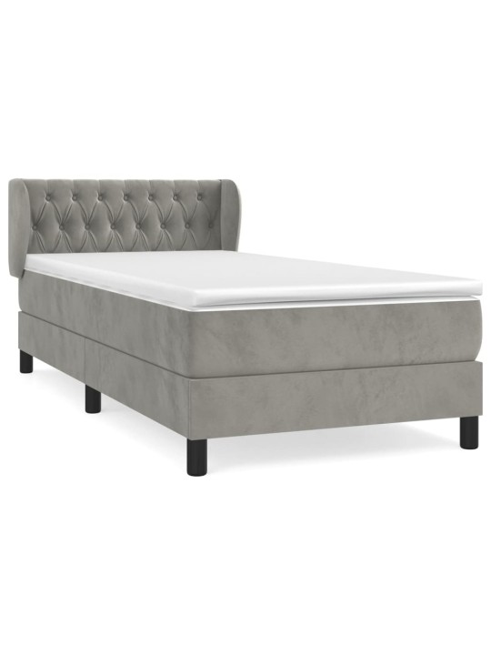 Box spring postel s matrací světle šedá 90x200 cm samet