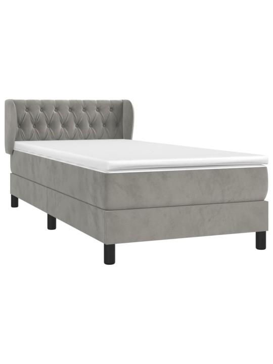 Box spring postel s matrací světle šedá 90x200 cm samet