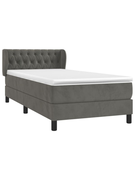 Box spring postel s matrací tmavě šedá 90x200 cm samet