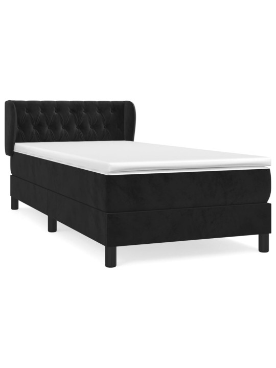 Box spring postel s matrací černá 100x200 cm samet