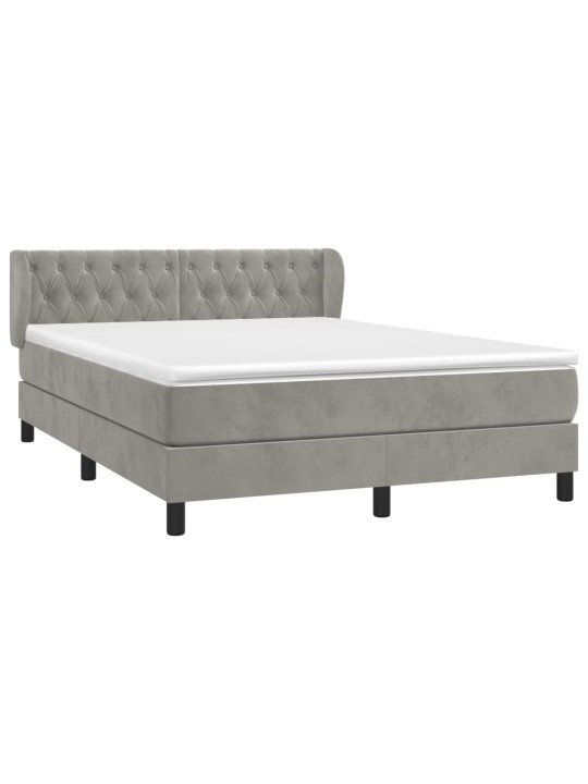 Box spring postel s matrací světle šedá 140x190 cm samet