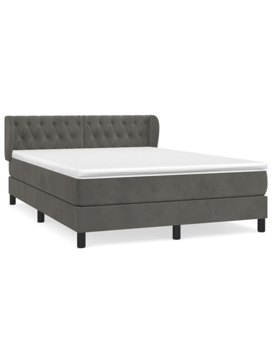Box spring postel s matrací tmavě šedý 140 x 190 cm samet