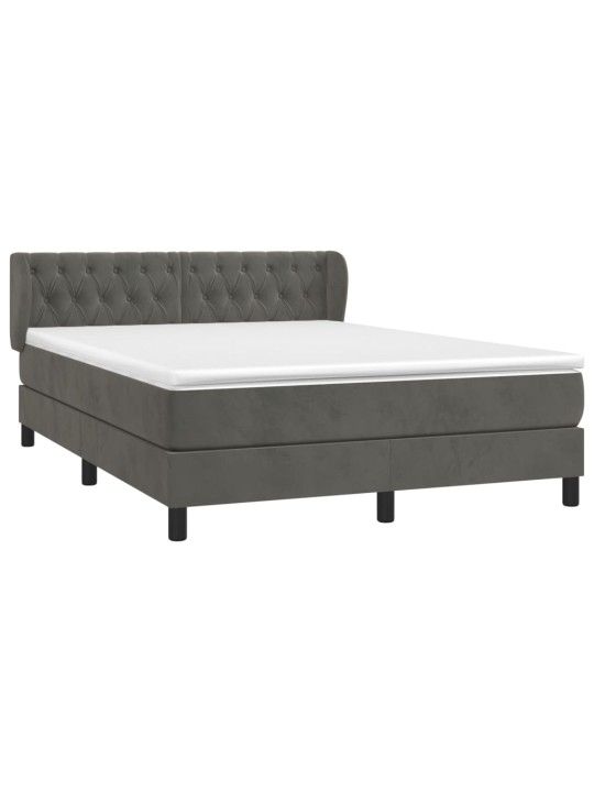 Box spring postel s matrací tmavě šedý 140 x 190 cm samet