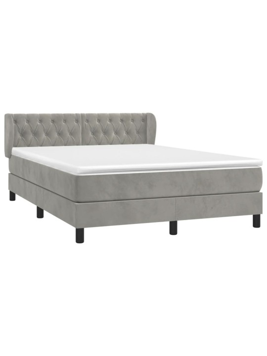 Box spring postel s matrací světle šedá 140x200 cm samet