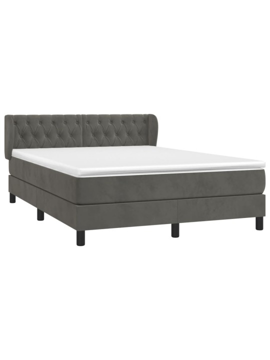 Box spring postel s matrací tmavě šedá 140x200 cm samet