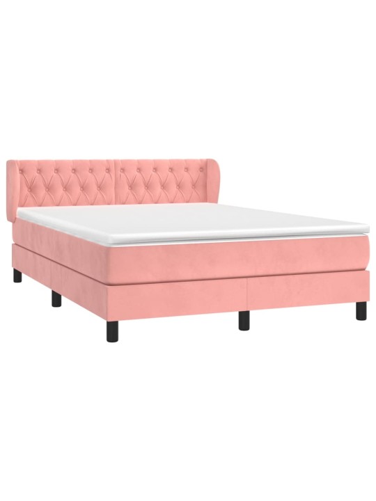 Box spring postel s matrací růžová 140x200 cm samet