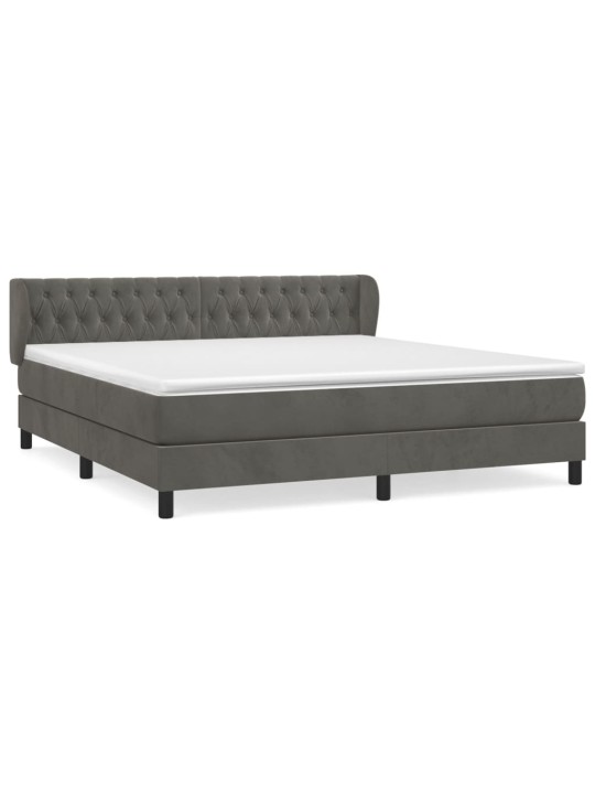 Box spring postel s matrací tmavě šedá 160x200 cm samet