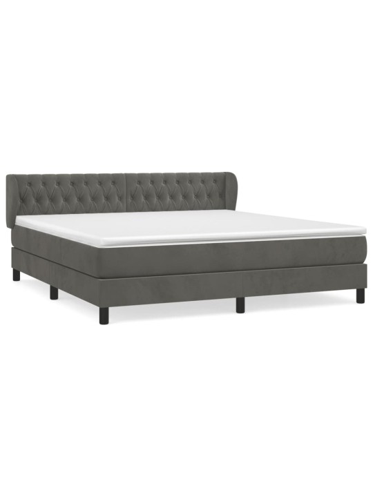 Box spring postel s matrací tmavě šedá 180x200 cm samet