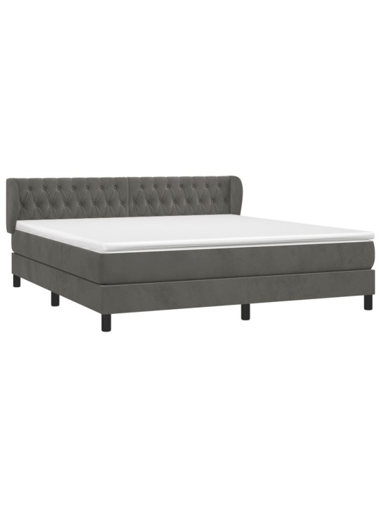 Box spring postel s matrací tmavě šedá 180x200 cm samet