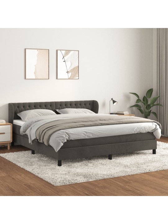 Box spring postel s matrací tmavě šedá 180x200 cm samet